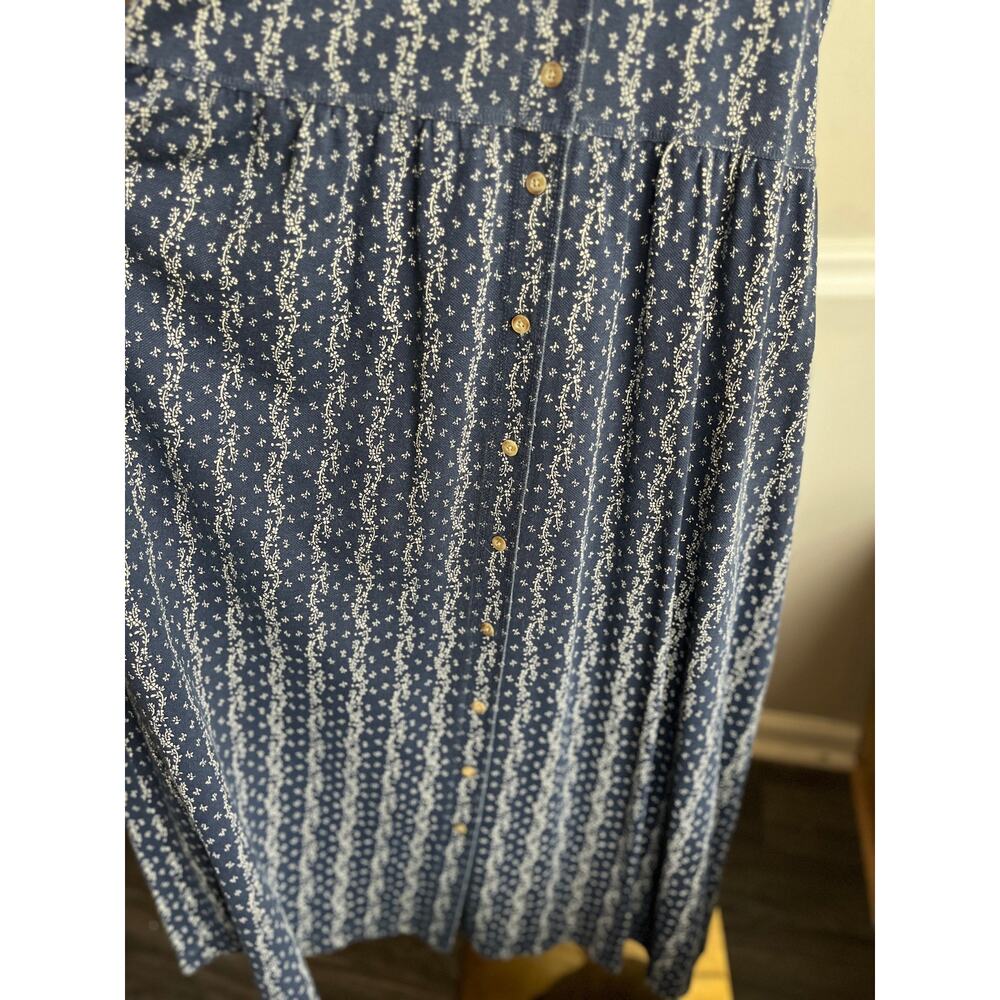 L.L.Bean Maxi Dress Blue and White Floral Button Front Cotton Size XL - Picture 4 of 6